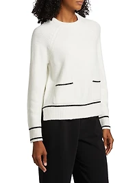 Contrast-Trim Crewneck Sweater