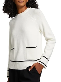 Contrast-Trim Crewneck Sweater