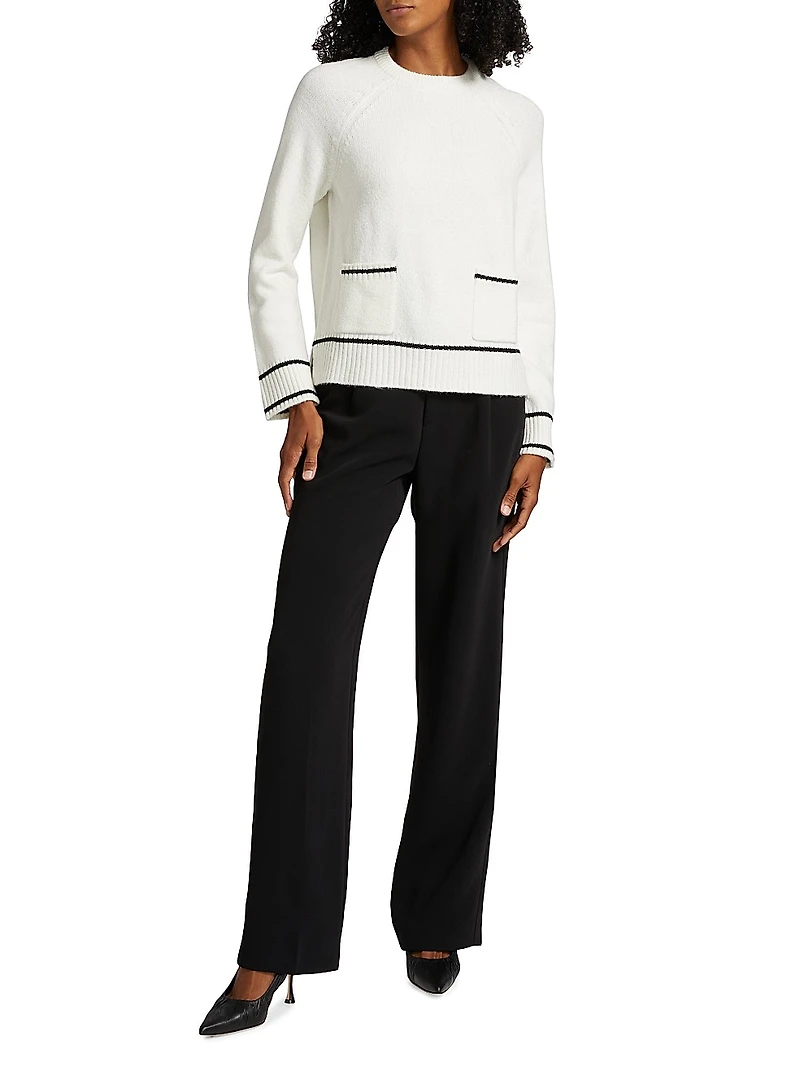 Contrast-Trim Crewneck Sweater