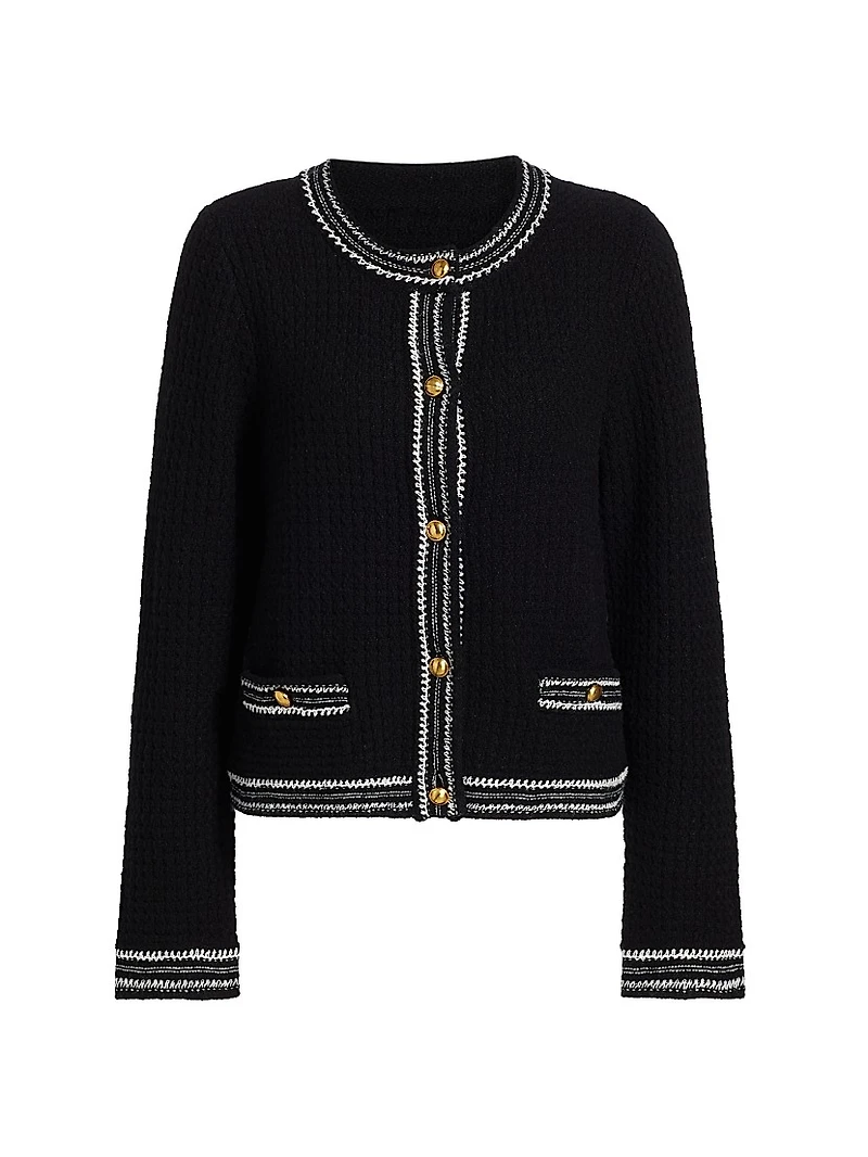 Contrast-Trim Cardigan