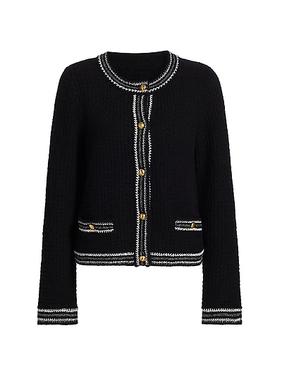 Contrast-Trim Cardigan