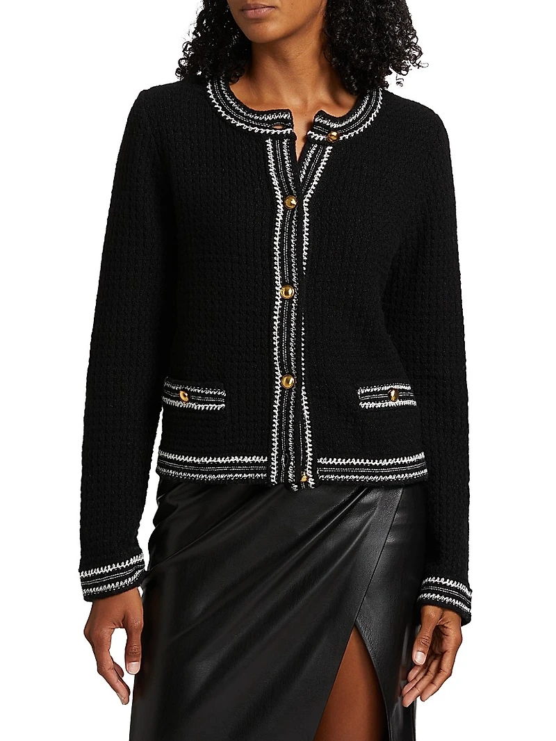 Contrast-Trim Cardigan