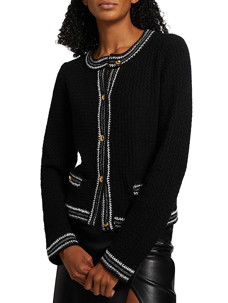 Contrast-Trim Cardigan