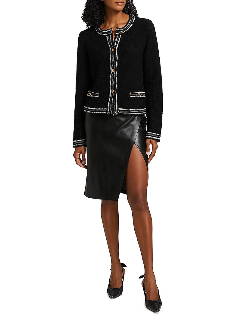 Contrast-Trim Cardigan