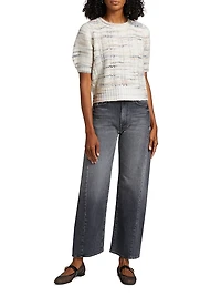 Short-Sleeve Blouson Sweater