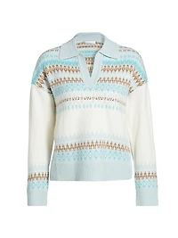 Fair Isle-Style Johnny-Collar Sweater