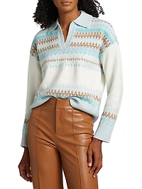Fair Isle-Style Johnny-Collar Sweater