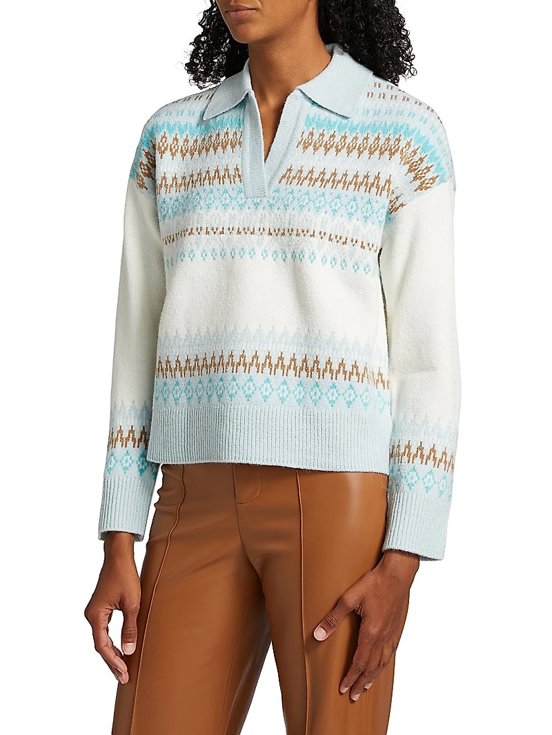 Fair Isle-Style Johnny-Collar Sweater