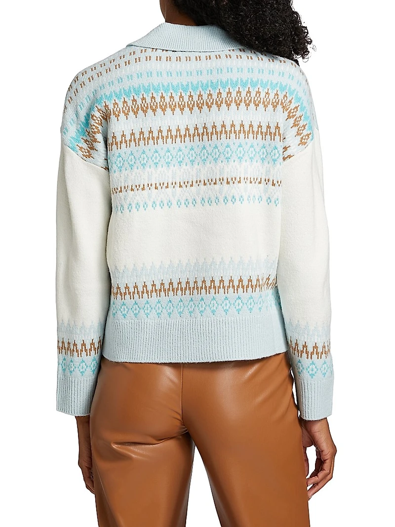 Fair Isle-Style Johnny-Collar Sweater