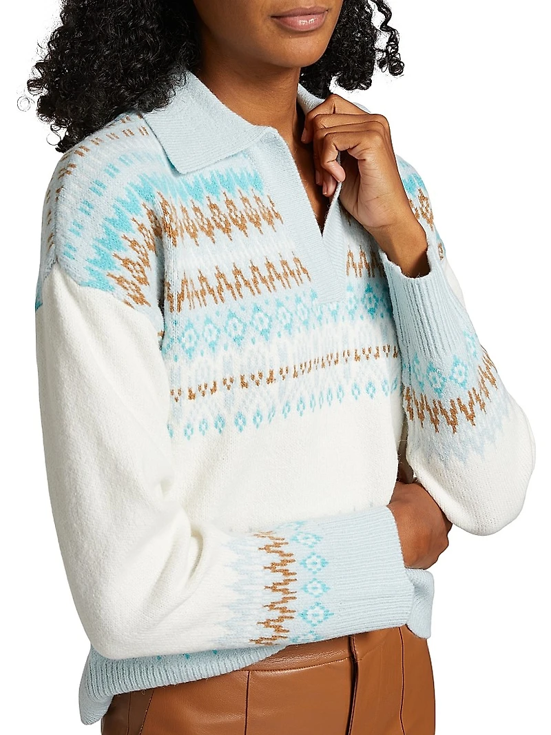 Fair Isle-Style Johnny-Collar Sweater