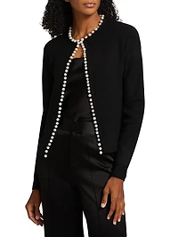 Imitation Pearl-Trim Cardigan