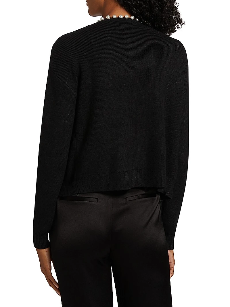 Imitation Pearl-Trim Cardigan