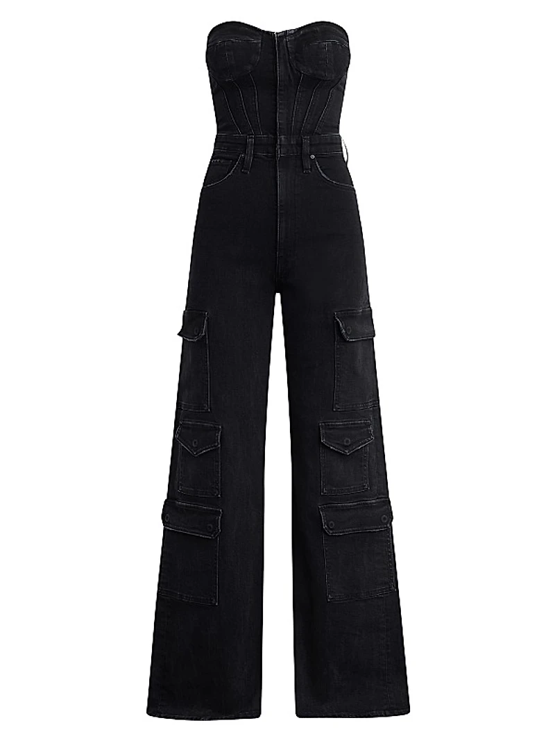 Bustier Denim Cargo Jumpsuit