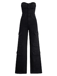 Bustier Denim Cargo Jumpsuit