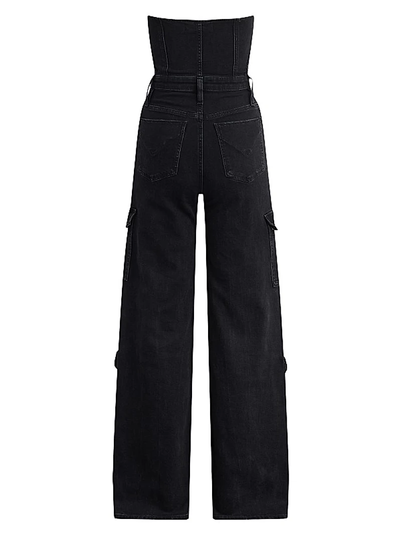 Bustier Denim Cargo Jumpsuit