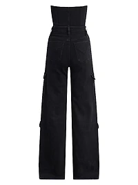 Bustier Denim Cargo Jumpsuit