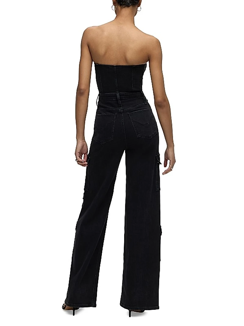 Bustier Denim Cargo Jumpsuit
