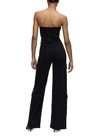 Bustier Denim Cargo Jumpsuit