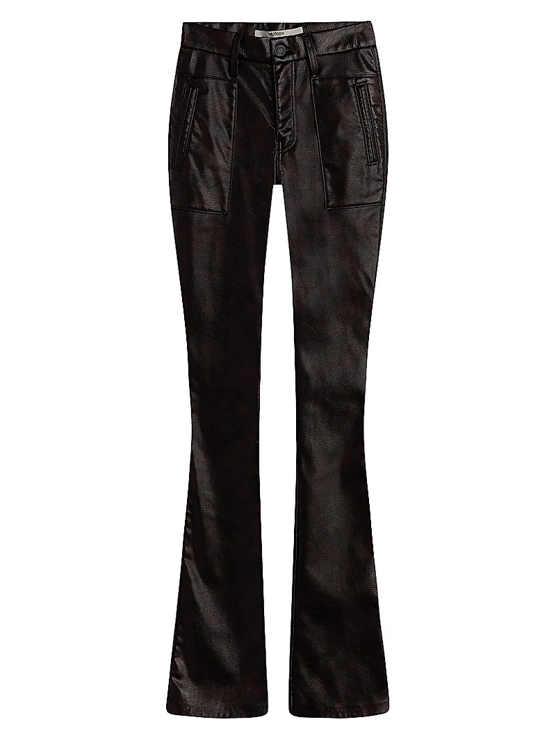 Barbara Faux-Leather High-Rise Boot-Cut Jeans