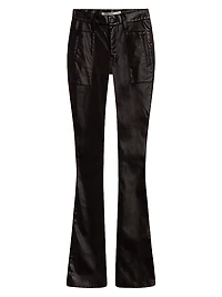 Barbara Faux-Leather High-Rise Boot-Cut Jeans