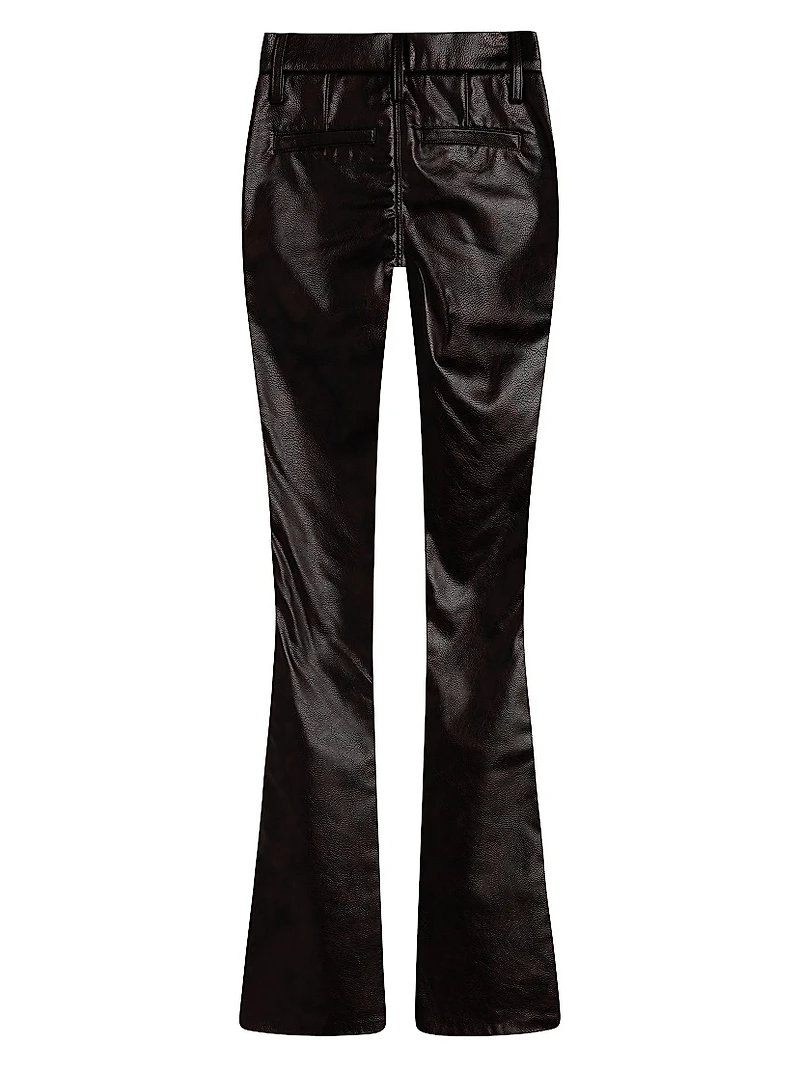 Barbara Faux-Leather High-Rise Boot-Cut Jeans