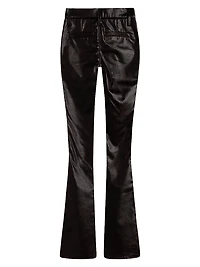 Barbara Faux-Leather High-Rise Boot-Cut Jeans