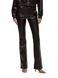 Barbara Faux-Leather High-Rise Boot-Cut Jeans