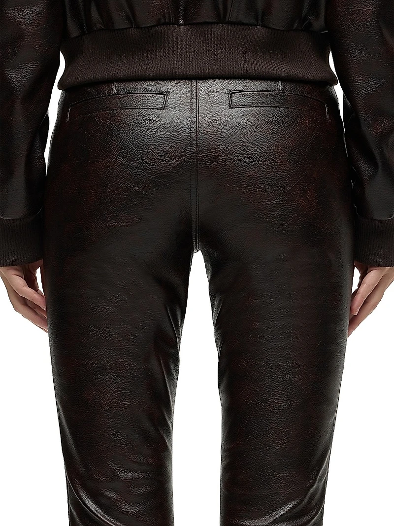 Barbara Faux-Leather High-Rise Boot-Cut Jeans