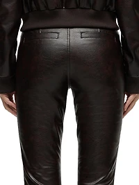 Barbara Faux-Leather High-Rise Boot-Cut Jeans