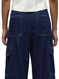 Drawstring Wide-Leg Cargo Jeans
