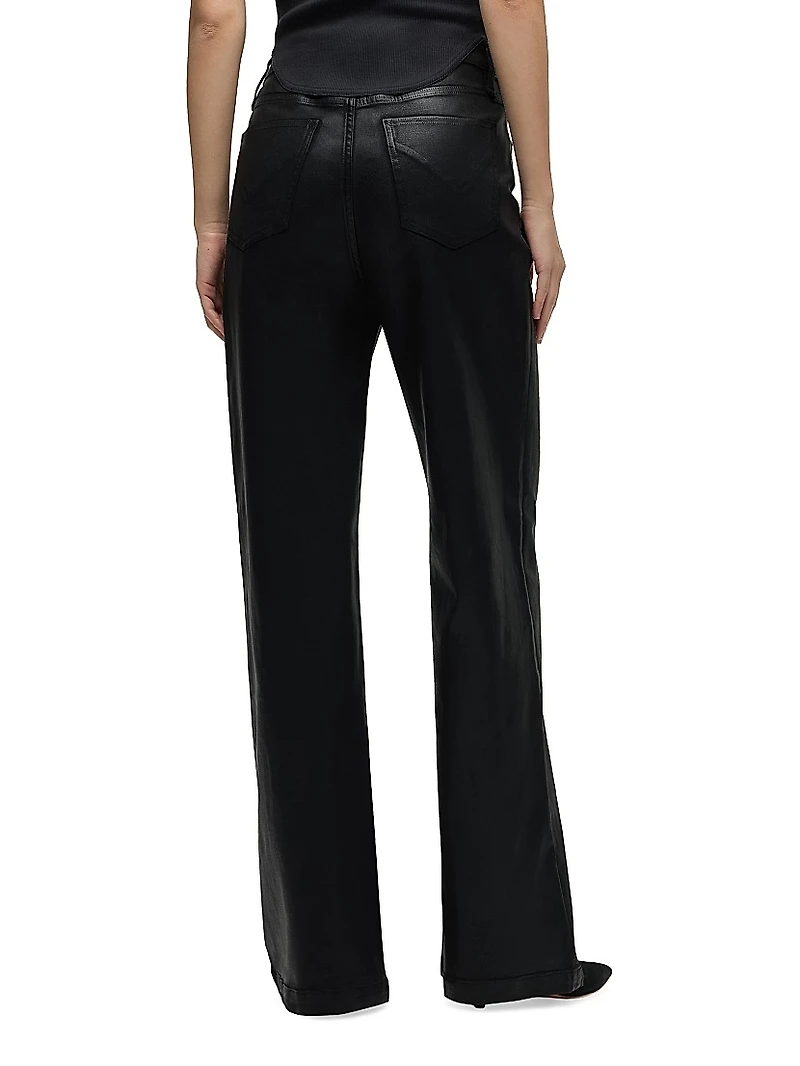 Jodie Coated-Denim High-Rise Wide-Leg Jeans