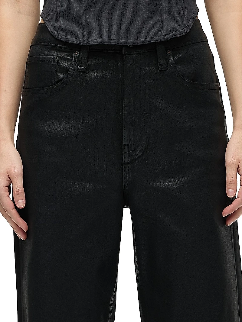 Jodie Coated-Denim High-Rise Wide-Leg Jeans