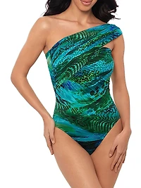 Margarita Abstract Shirred Convertible One-Piece Swimsuit