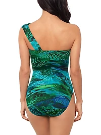 Margarita Abstract Shirred Convertible One-Piece Swimsuit
