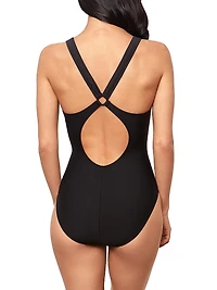 Solids Blakly Plunging V-Neck One-Piece Swimsuit