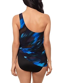 Swipe Right Amal Abstract Print One-Shoulder One-Piece Swimsuit