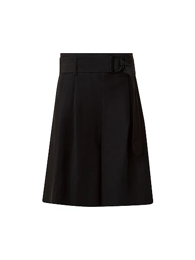 Belted Pleated Bermuda Shorts