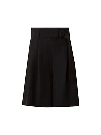 Belted Pleated Bermuda Shorts