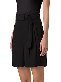 Belted Pleated Bermuda Shorts