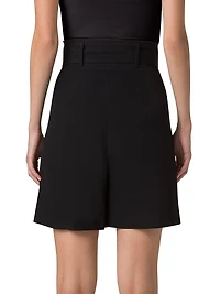 Belted Pleated Bermuda Shorts