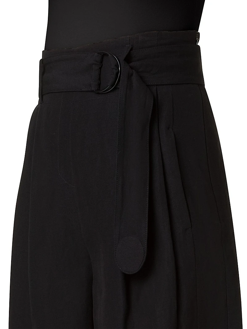 Belted Pleated Bermuda Shorts
