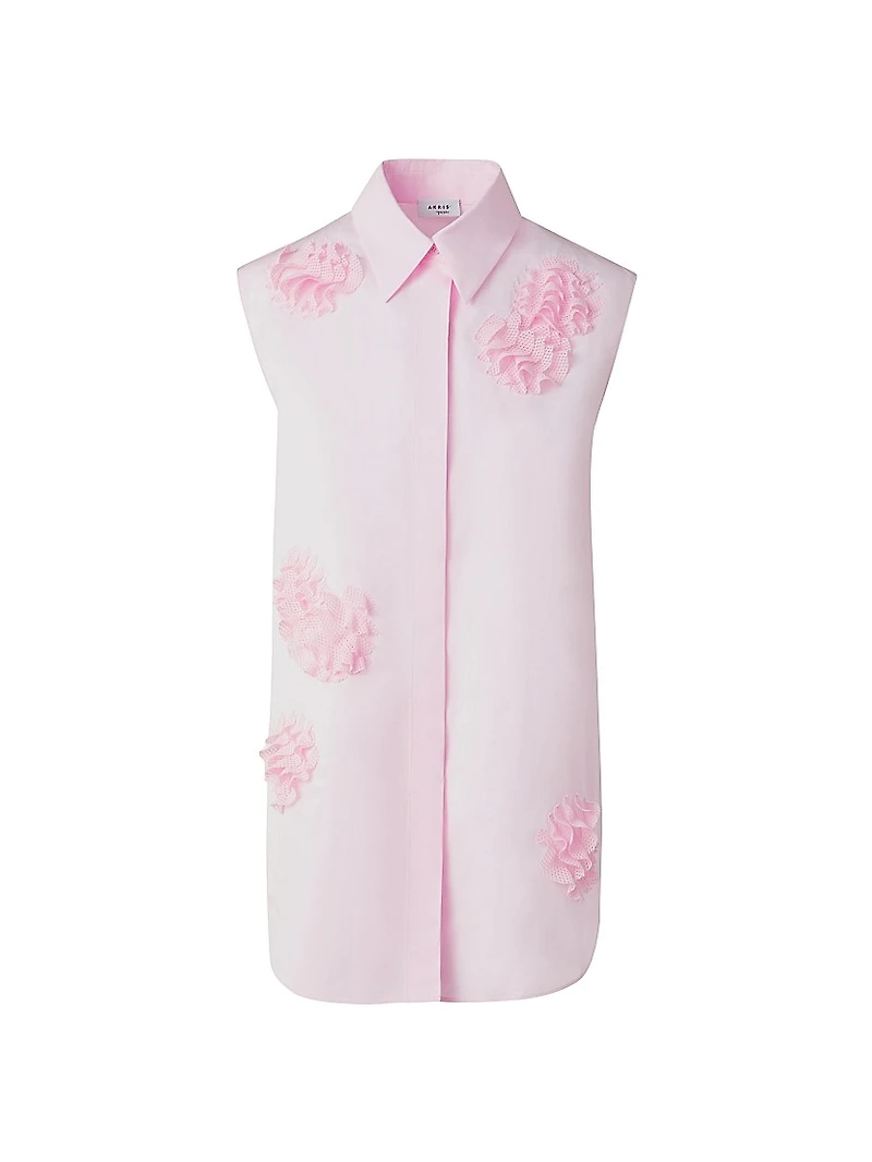 Carnation Appliqué Poplin Blouse