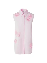 Carnation Appliqué Poplin Blouse