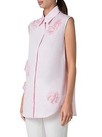 Carnation Appliqué Poplin Blouse
