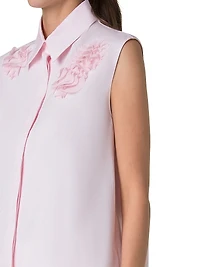 Carnation Appliqué Poplin Blouse