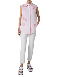 Carnation Appliqué Poplin Blouse