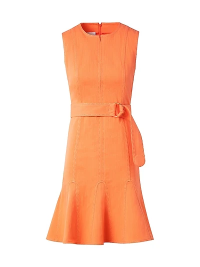 Denim Fluted-Hem Minidress