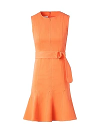 Denim Fluted-Hem Minidress