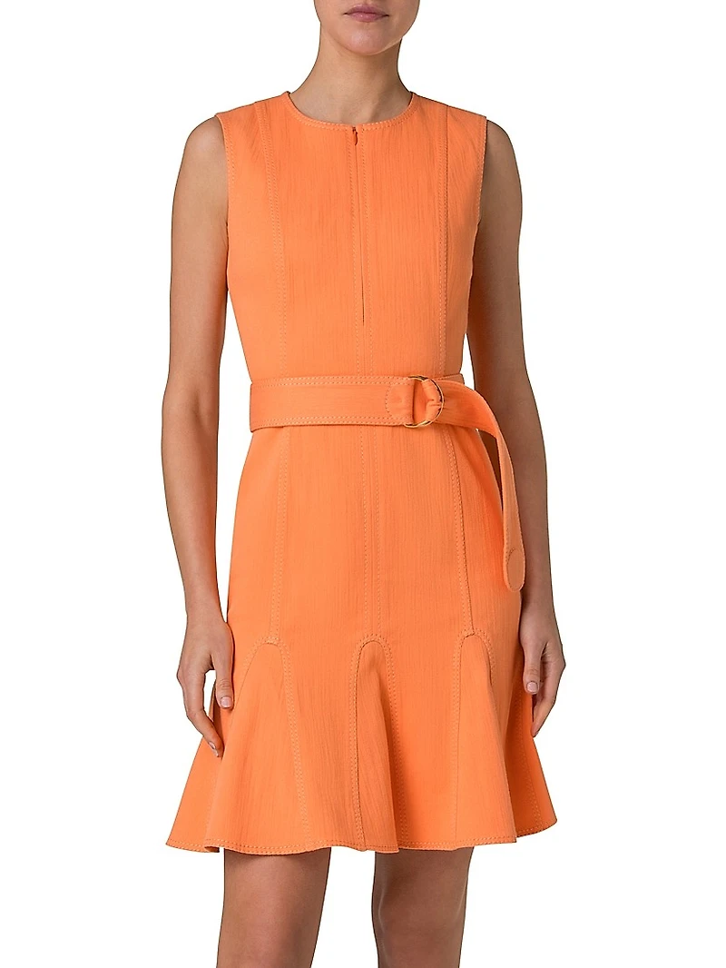 Denim Fluted-Hem Minidress