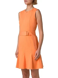 Denim Fluted-Hem Minidress